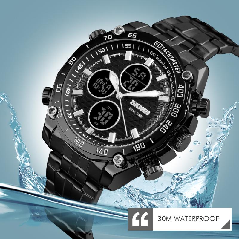 

Wristwatches SKMEI Luxury Watches Men Military Mens Top Brand LED Digital Sport Watch Male Quartz Clock Relogio Masculino, Slivery;brown