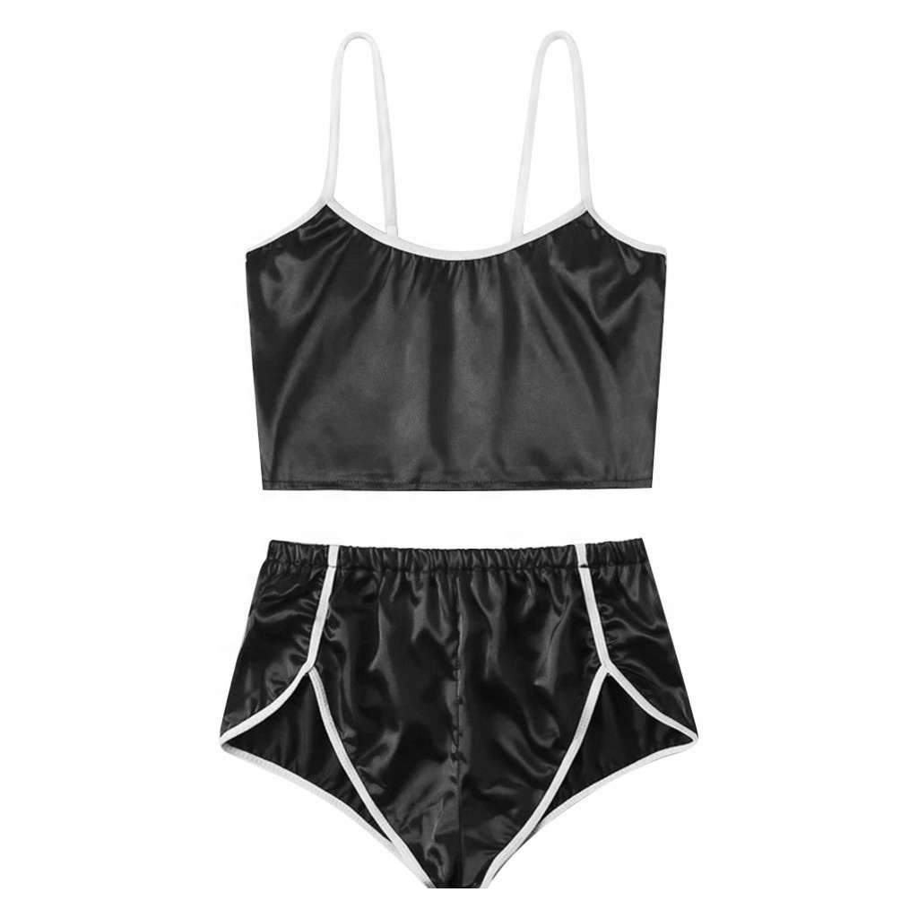 

Woman Lingerie Erotic Evening Nightdress Sexy Home Split Shiny Cloth Pajamas Set Sexy Mature Sexy Lingerie, Black