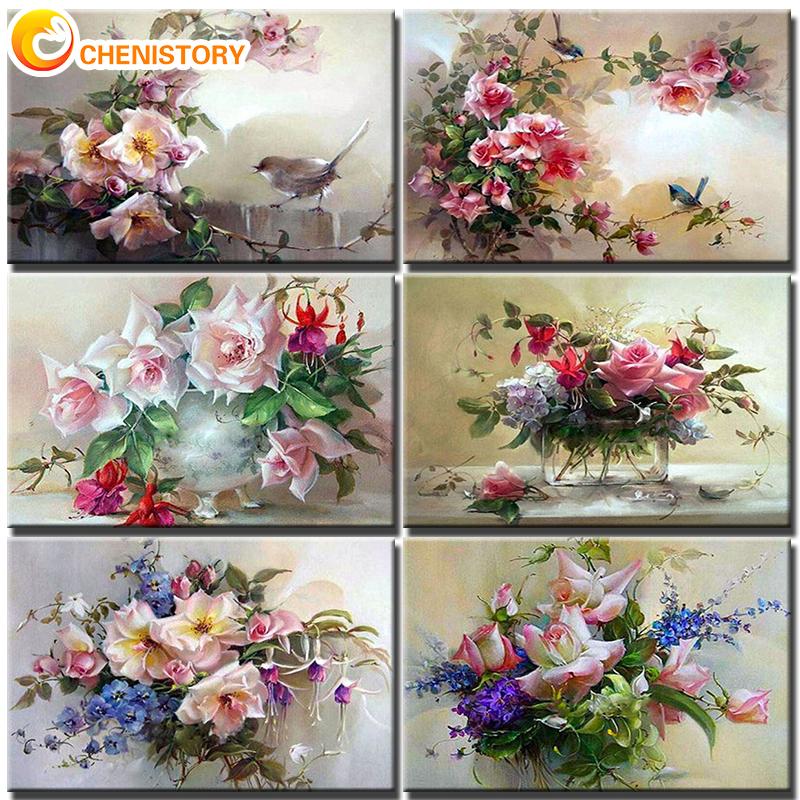 

Paintings CHENISTORY DIY Painting By Number Flowers Bird Hand Painted Drawing On Canvas Gift Pictures Numbers Kits Home Decor