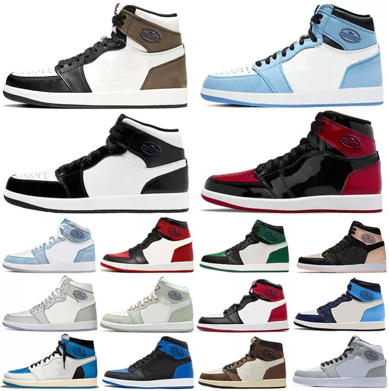 

2022 Jumpman 1 Men Basketball Shoes Women 1s Trainers High OG Hyper Royal Neutral Grey Prototype Shadow 2.0 Obsidian Dark Mocha Twist Pine Green Sneakers, Color 45