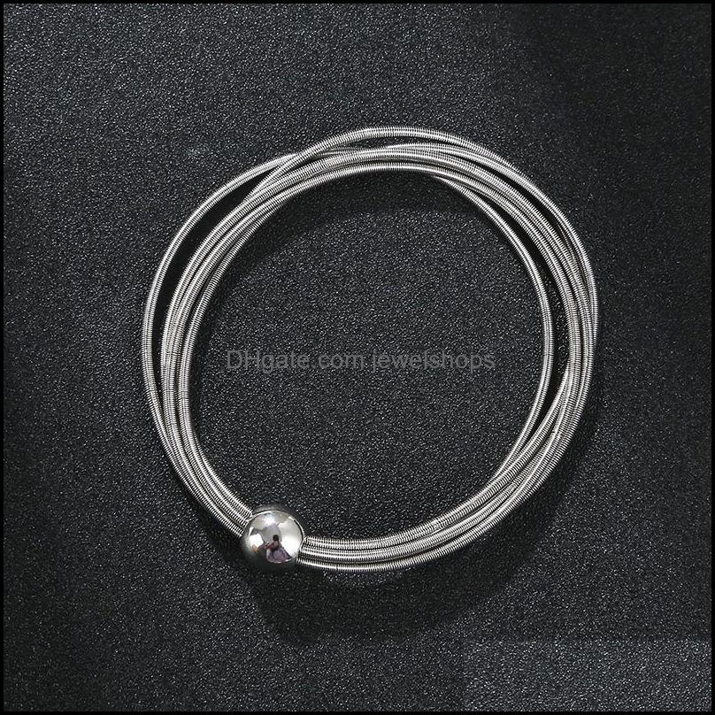 

Bangle Mens Jewelry Holiday Gift Spherical Steel Ball Charm Metal Elastic Ring Combination Stainless Spring Bracele Jewelshops Dhxou