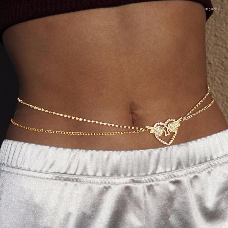 

Belts Fashion Elegant Crystal Angel Wing Heart Waist Chain Sweet Bling Rhinestone Belly Party Jewelry GiftsBelts, Black