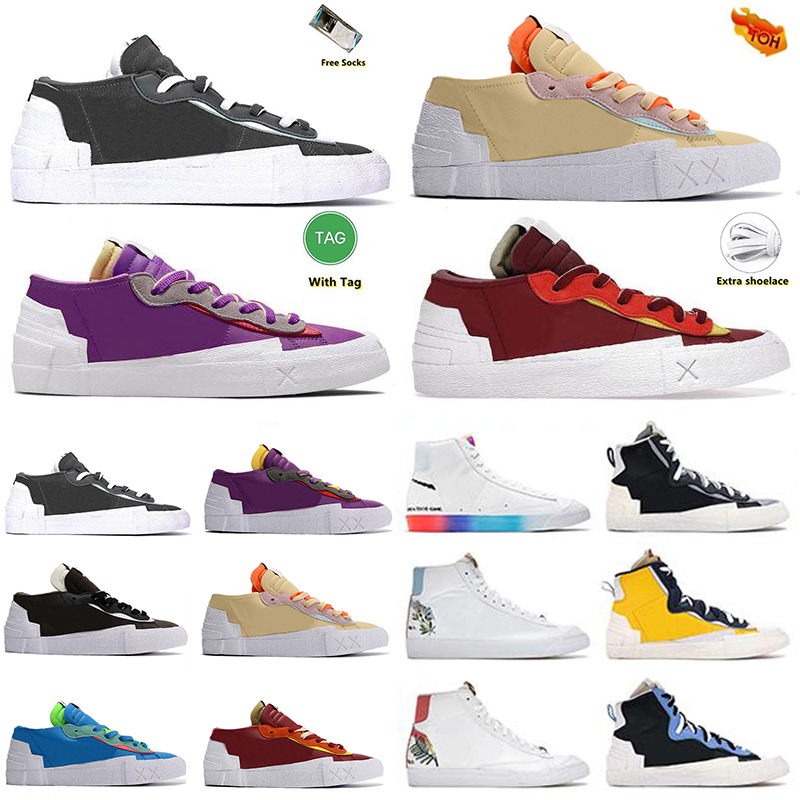 

Blazer Mid 77 Mens Running shoes Iron Grey Black White Neptune Blue Purple Reed Team Red Low Classic Catechu men women trainers sports sneakers platform shoe, Pay for box