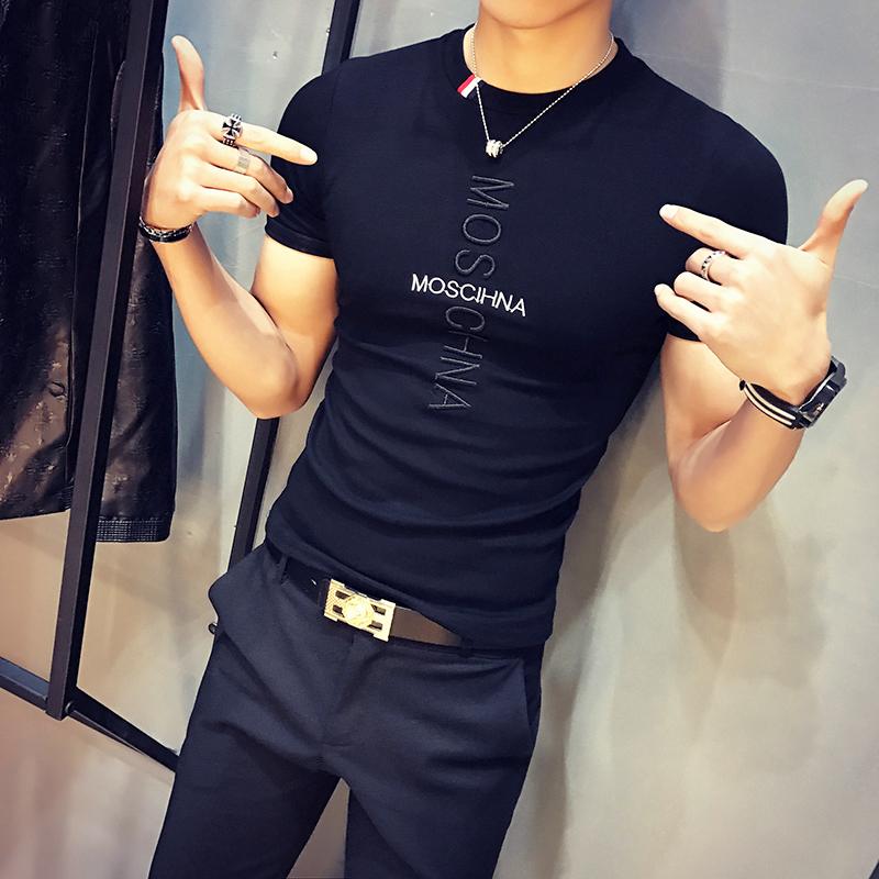 

Men's T-Shirts Fashion T Shirt Men Summer Slim Fit Sports Wear Short Sleeve Tshirts Fitness Breathable O-neck Tops Tees Streetwear Clothes, Black