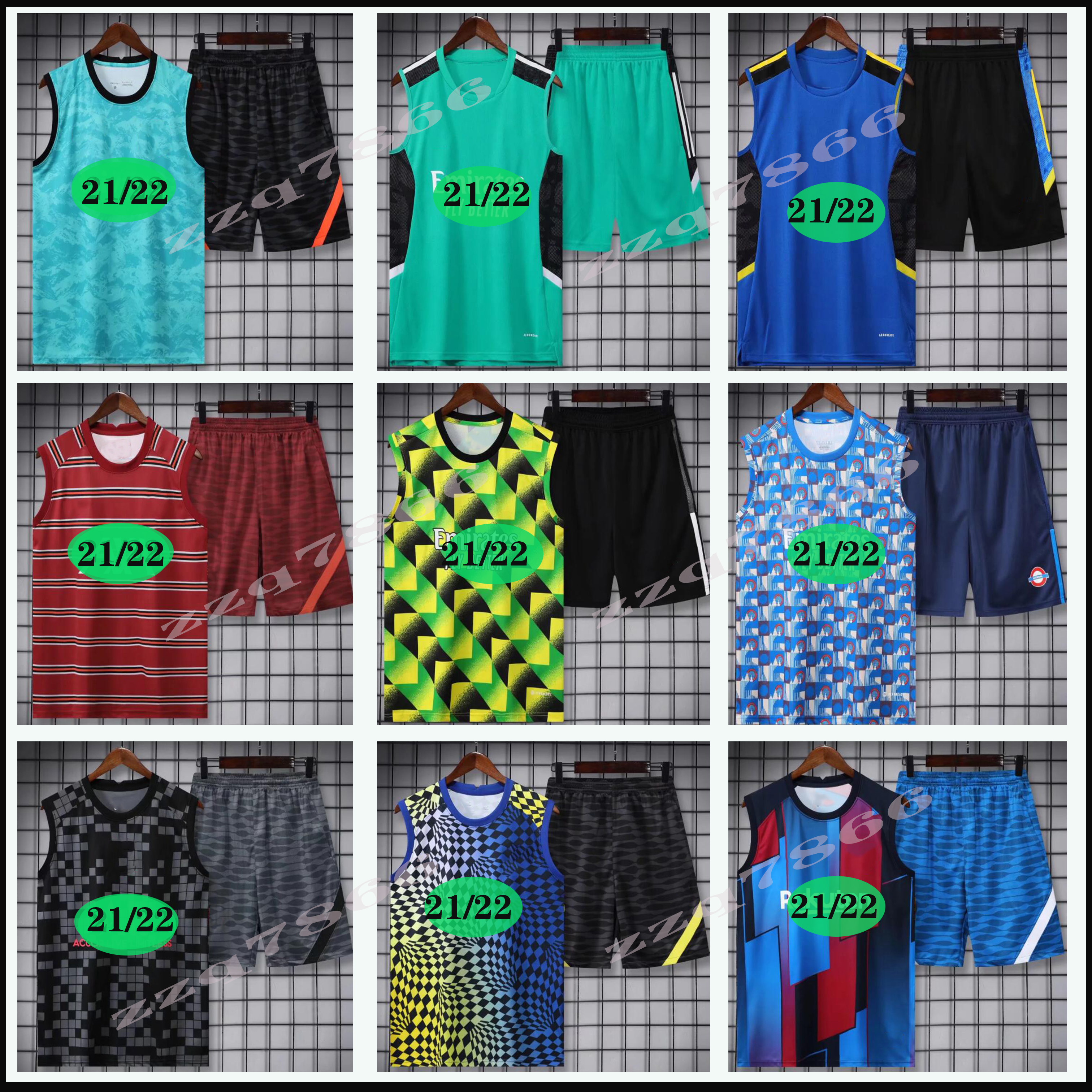 

21/22 RASHFORD vest Soccer jersey DI MARIA MARQUINHOS B. FERNANDES WILLIAN ANSU FATI BENZEMA MOUNT short sleeve polo training suit set uniform, Grey