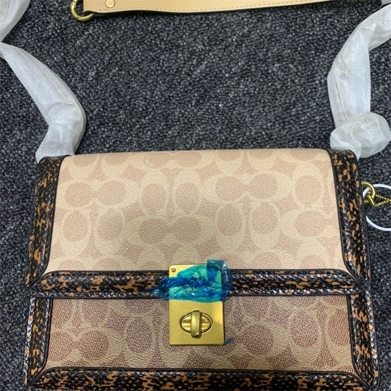 

Designer coac Handbags One Shoulder Messenger Bag Chain Retro Send Girlfriend Snake Pattern with Pvc Material Yzl, Sky blue