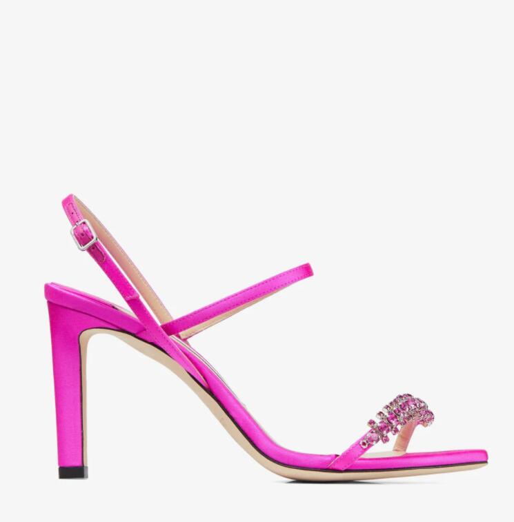 

Women sandal high heels Meira 85mm Black Suede Sandals with Crystal Embellishment designer sandals slipper35-43, 13