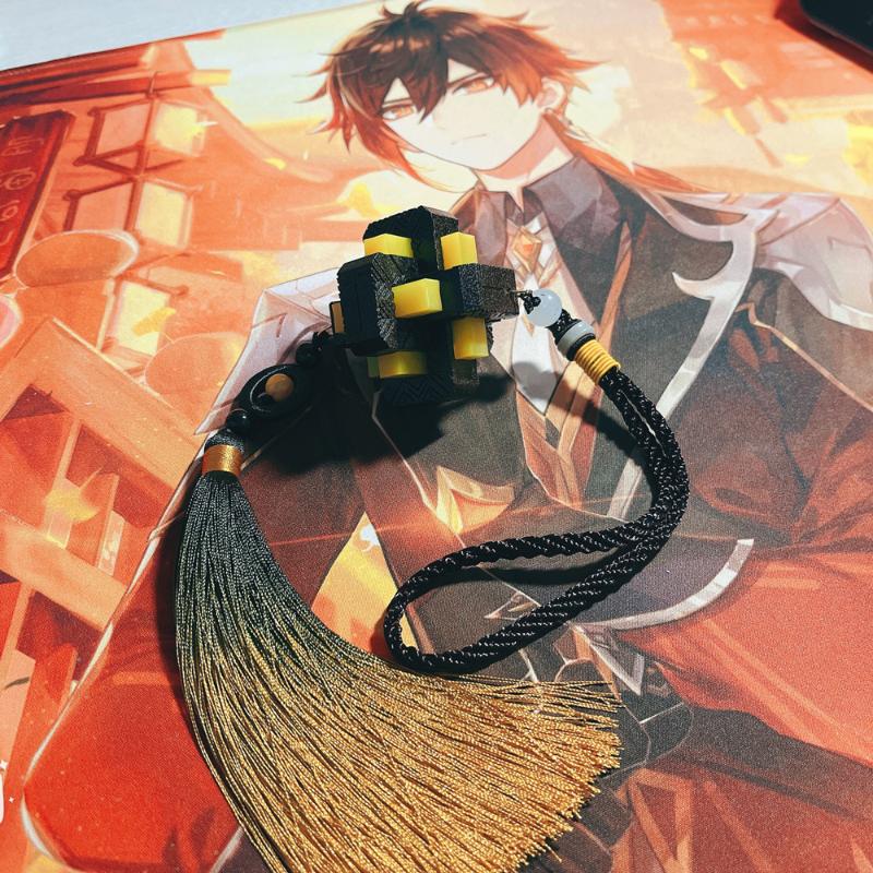 

Keychains Genshin Impact Zhongli Rock Vientiane Key Chain Ornaments Sky Star Pendant Morax King Emperor Gradual Tassel Cosplay Props Gifts