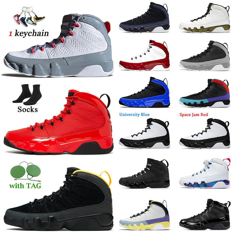 

Top Quality Size 13 Mens Jumpman 9 Basketball Shoes With Socks Particle Grey 9s Fire Red Change The World White Pink Multi Color University Gold Blue Trainers Sneakers, D41 bred 40-47