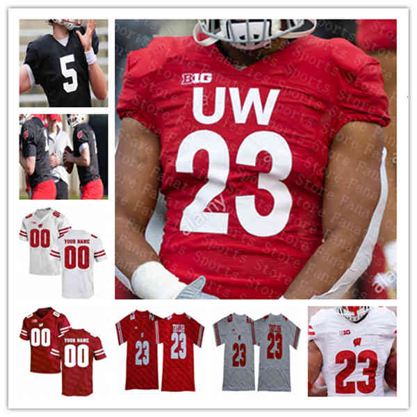

2021 Collge Wisconsin Badgers Football Jersey Graham Mertz T. J. Watt Garrett Groshek Danny Davis III Jonathan Taylor Nakia Watson Ferguson, Men red with 150th
