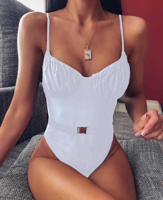 

Top Women's one piece swimwear solid with waist knot split body sexy half sleeve bikini suit girl ladies yakuda flexible stylish women wear