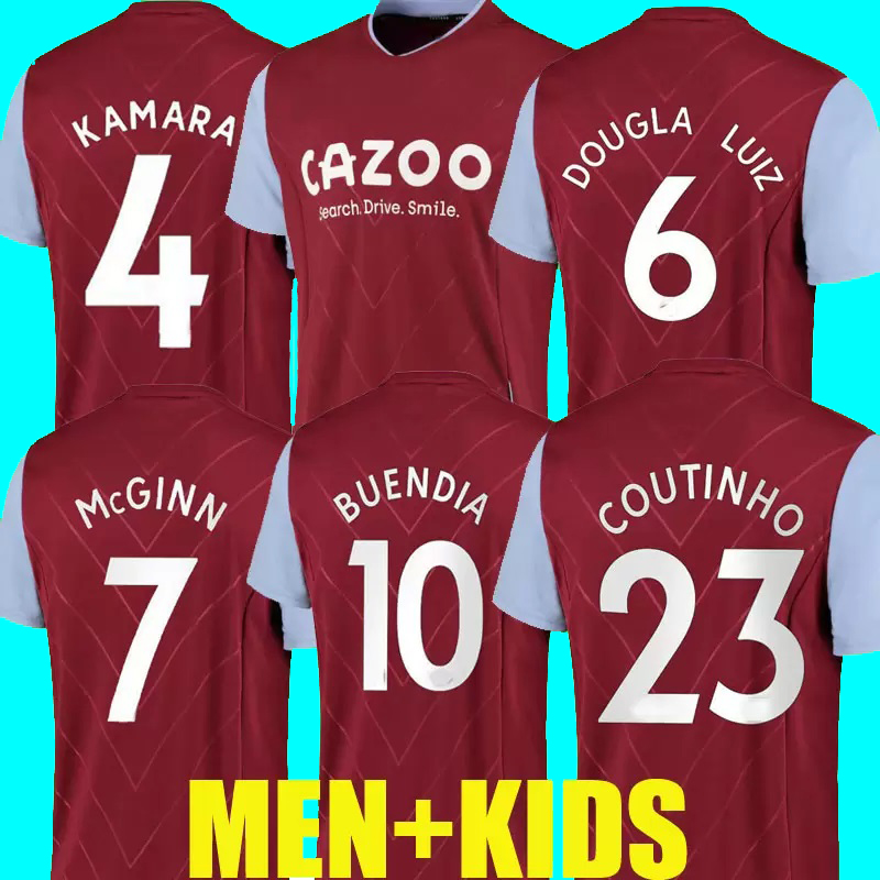 

2022 2023 Aston Villaes Kamara Soccer Jerseys 22 23 Home WATKINS BUENDIA McGINN EL GHAZI DOUGLAS LUIZ MINGS KONSA CASH COUTINHO Football shirts, Home+patch