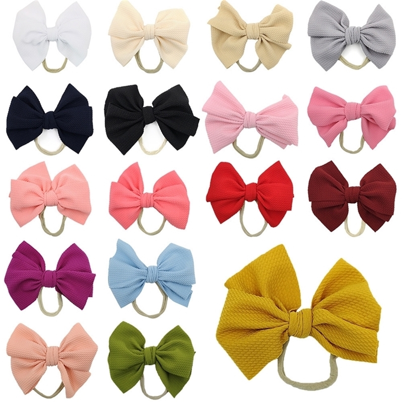 

40pc/lot est Girls 6" Hair Bow Headband 6inch Hair Bow HeadbandsKids Cotton Bows Elastic Headbands Hair Accessories LJ201226, Multi