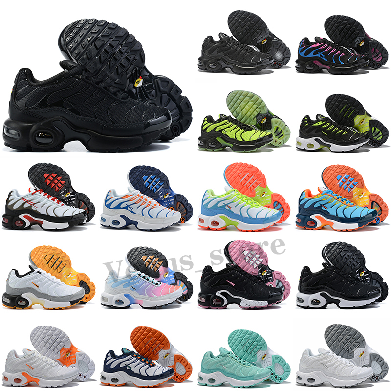 

Little Kids Running Shoes OG Plus TN Ultra University Blue True Yellow Black White Children Boy Girls Sports Sneakers Triple White Pink, Top quality