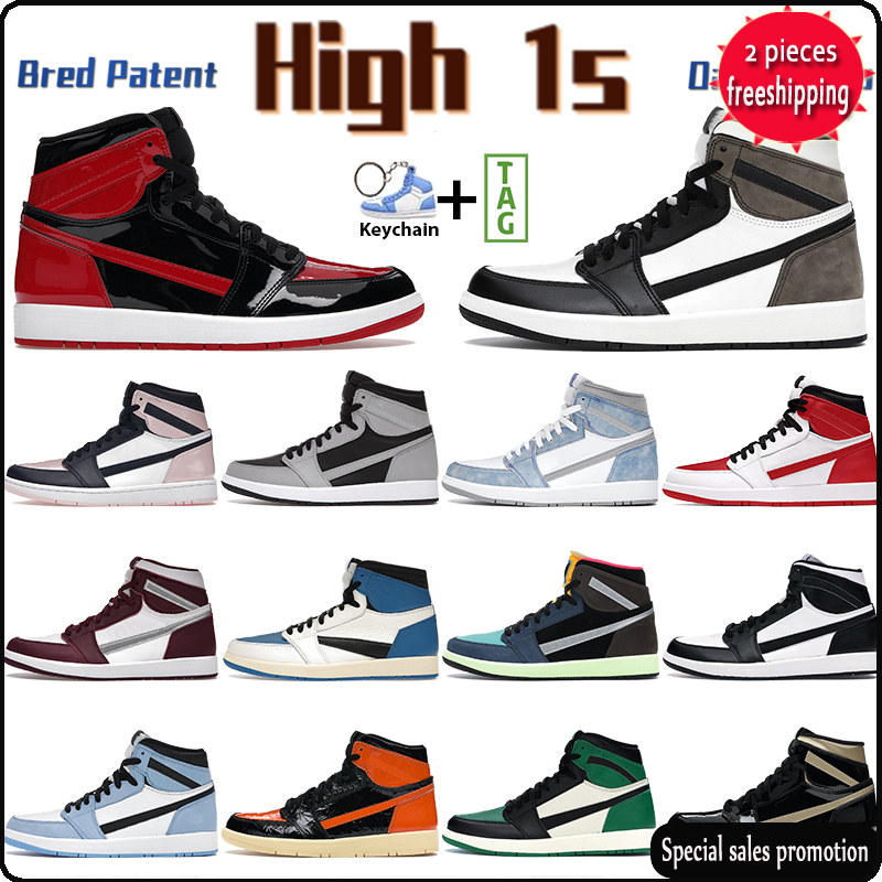 

2022 High 1 Basketball Shoes Bred Patent 1s Sneakers Atmosphere Shadow Dark Mocha Hyper Royal University Blue Chicago Black White Heritage Men NB, 38. black metallic gold