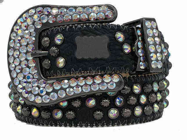 

cheng bai Designer Bb belt for men women Rhinestone belts with full multicolour shiny diamond rhinestones 5, Yellow