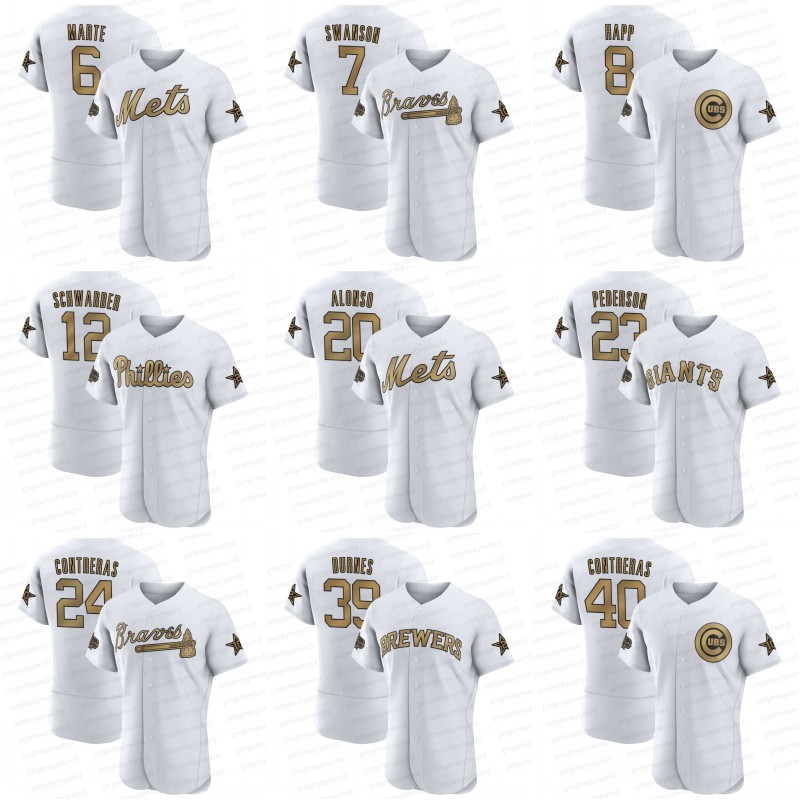 

2022 All-Star Game Gold Baseball Jersey Starling Marte Dansby Swanson Ian Happ Jake Cronenworth Pete Alonso Joc Pederson William Contreras Kyle Schwarber, 9 jake cronenworth