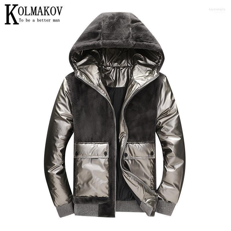 

Men's Down & Parkas KOLMAKOV 2022 -Fashion Stitching Imitation Mink Cashmere Hooded Jacket Casual Solid Color Male Coat Size -4XL Kare22, 856-1