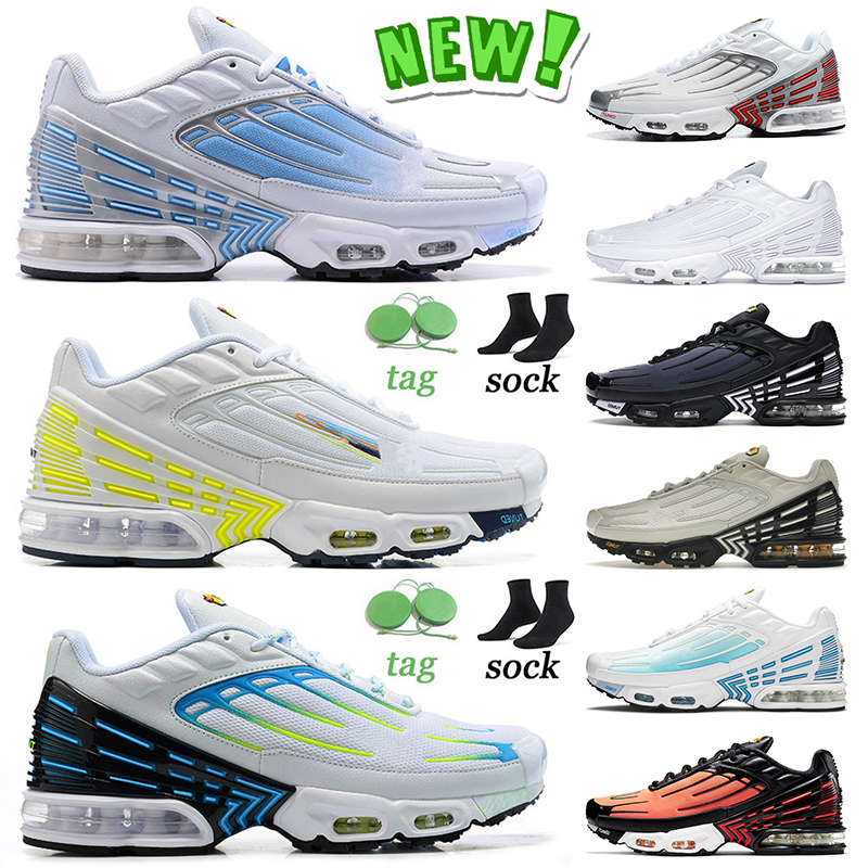 Hommes Femmes TN Plus 3 Sports Chaussures de course Tuned III Baskets Bleu Jaune Triple Blanc Argent Obsidienne Os Noir Laser Bleu Tigre Crimson