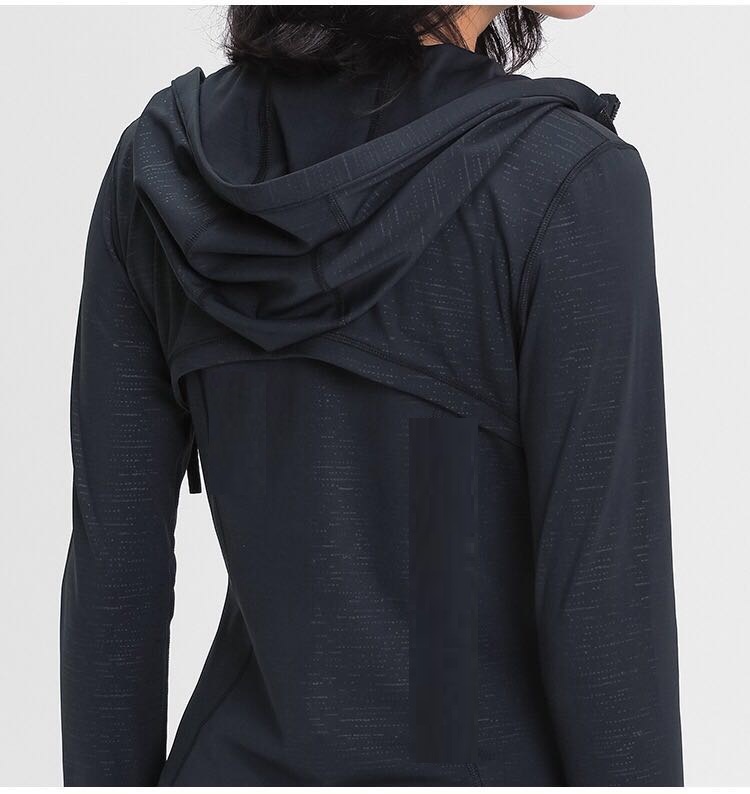 

L2088 Plain Hoody Women Zip Up yoga Jacket Elastic long sleeve gym Sports Coat Fitness Running Clothes Sexy Slim Atheltics Clothing yogaworld, Black dot