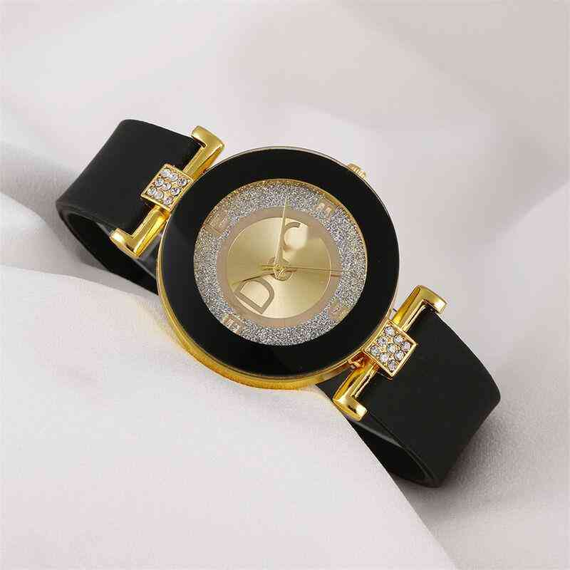 Vente à chaud DG Designer Femmes Regardez Classic Diamond Round Calan Slicone Silicone Simple Fashion Casual Sports Clock Gift Lady Gift