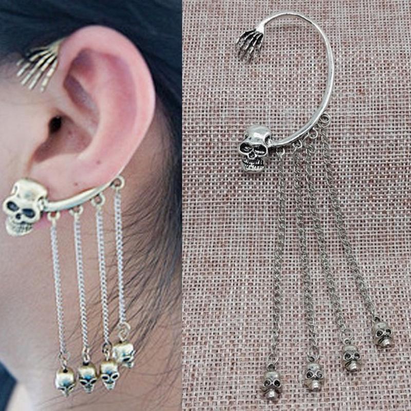 

Dangle & Chandelier Skull Skeleton Long Tassel Earrings Korean Fashion Punk Rock Style Simple Personality 2022 Trend WholesaleDangle