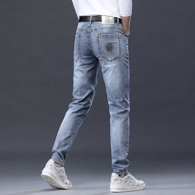 

End Fashion Brand Jeans Men's Slim Elastic Pants Breathable and Comfortable Luxury, 6826 blue