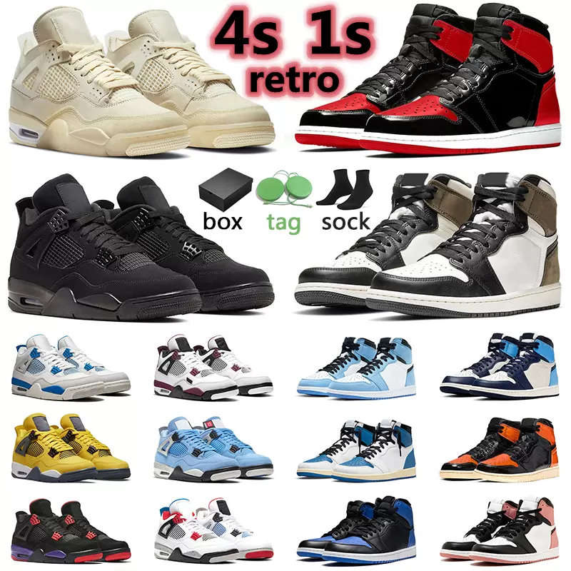 

with box 2022 jumpman 4s Sail Basketball Shoes men women 4s Black Cat White Oreo University Blue Patent Bred Dark Mocha outdoor mens trainer, Shoes (12)