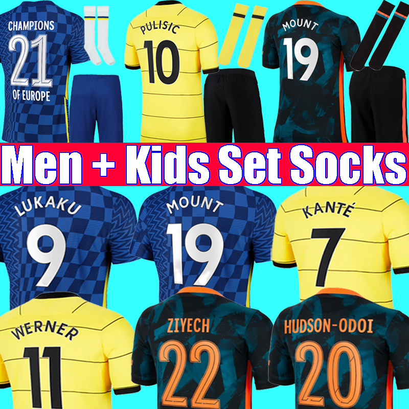 

CFC 2021 2022 Champions Soccer Jerseys MOUNT 21 22 LUKAKU football shirt kits KANTE PULISIC HAVERTZ ODOI ZIYECH Men Kids JAMES jersey tops Uniforms sets socks, Men home