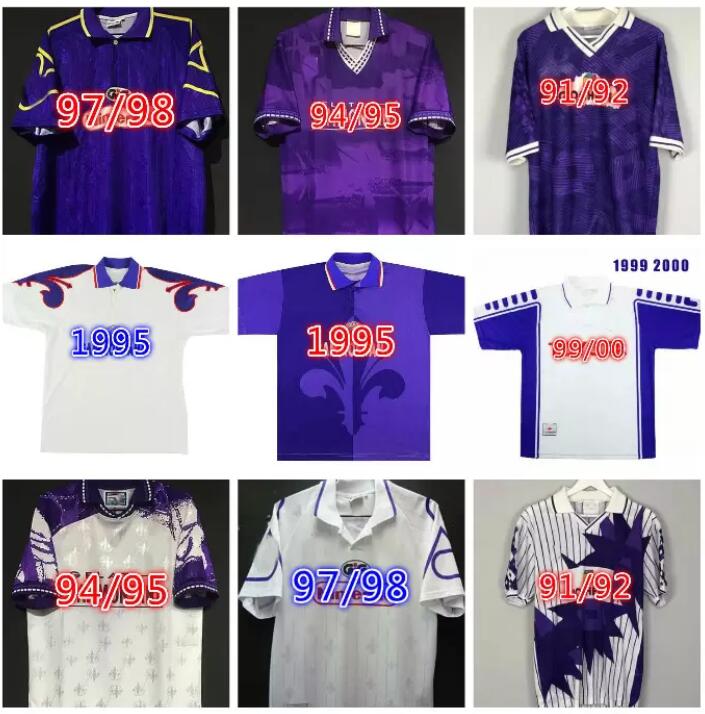 

retro Jersey 1992 1993 1994 1995 1996 1997 1998 fiorentina soccer jerseys BATISTUTA RUI COSTA Custom Vintage 89 90 98 99 00 Football Shirt, Grey