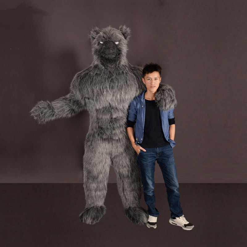 

Mascot doll costume 2.2m Inflatable Long Fur Wolf Mascot Costume Fursuit Party Game Dress Outfits Advertising Carnival Halloween Xmas Adult, Dark gray