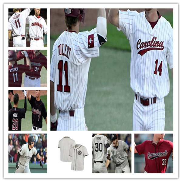 

College Baseball Wears NCAA USC South Carolina Gamecocks Baseball Jersey Eli Jones Will Sanders Andrew Eyster Brandt Belk Braylen Wimmer Michael Braswell Josiah, Man white