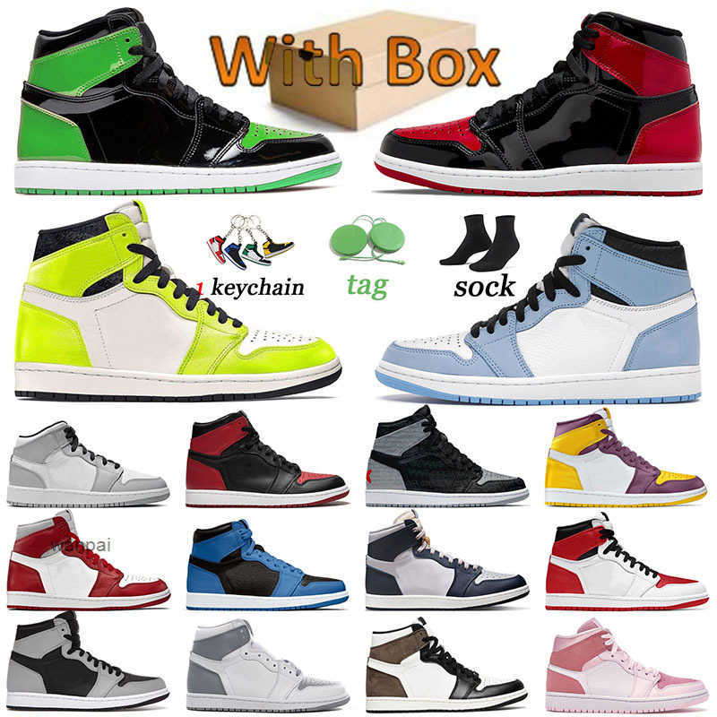 baskets pour hommes jumpman 1 chaussures de basket-ball Bred Patent Green 1s baskets Chicago sports Heritage femmes Dark Marina Blue Visionaire U