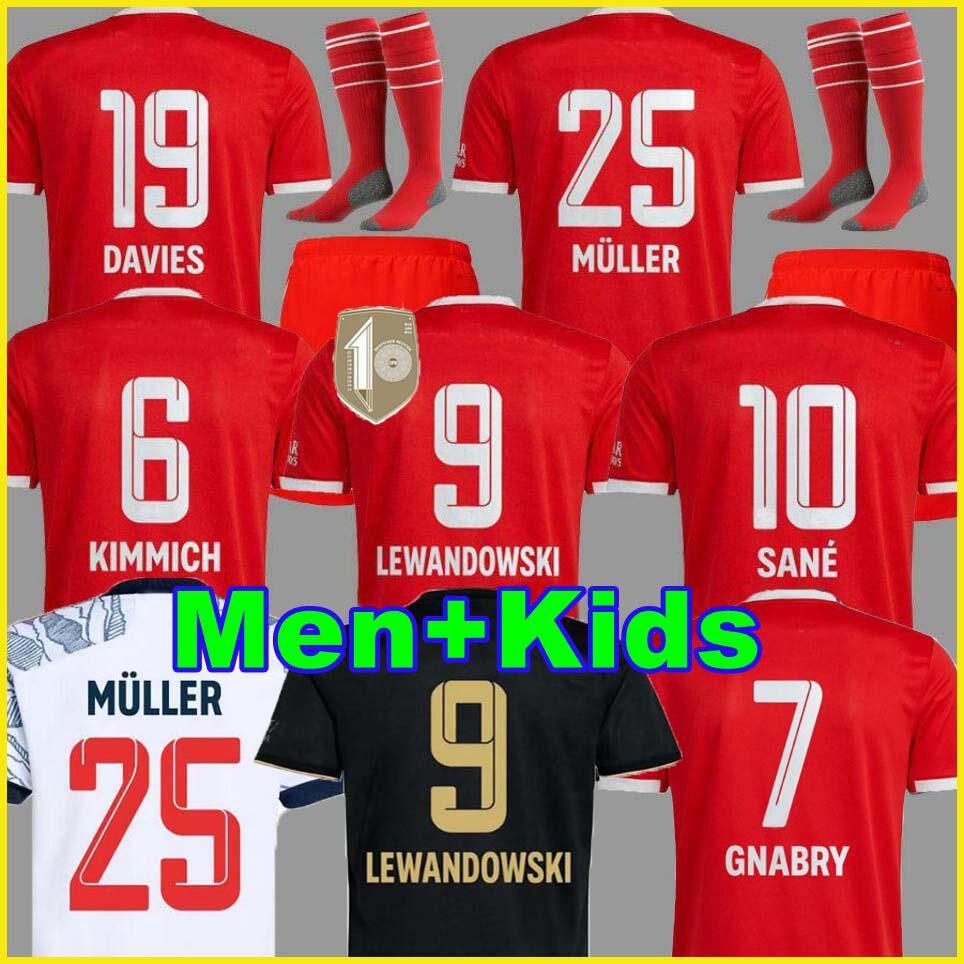 

FANS Player soccer jersey 22 23 LEWANDOWSKI SANE KIMMICH COMAN MULLER DAVIES football shirt Men Kids sets kit 2022 2023 uniform MUSIALA GORETZKA bayern munich, 21 22 away kids