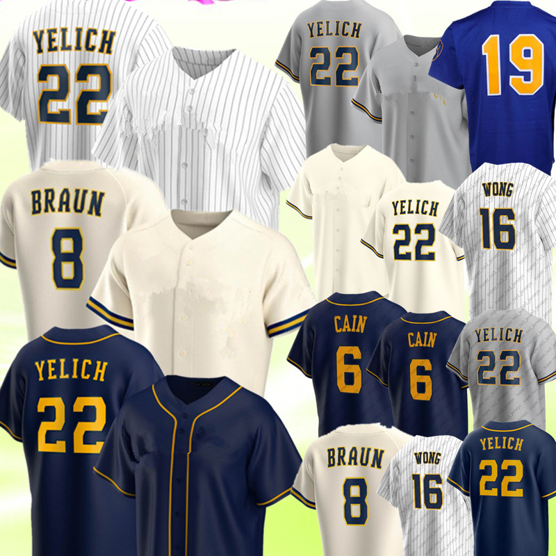

22 Christian Yelich Baseball Jerseys 19 Robin Yount 6 Lorenzo Cain 8 Ryan Braun Jersey Willy Adames Luis Urias Orlando Arcia Brandon Woodruff Corbin Burnes, Men m-xxxl niangjiuren