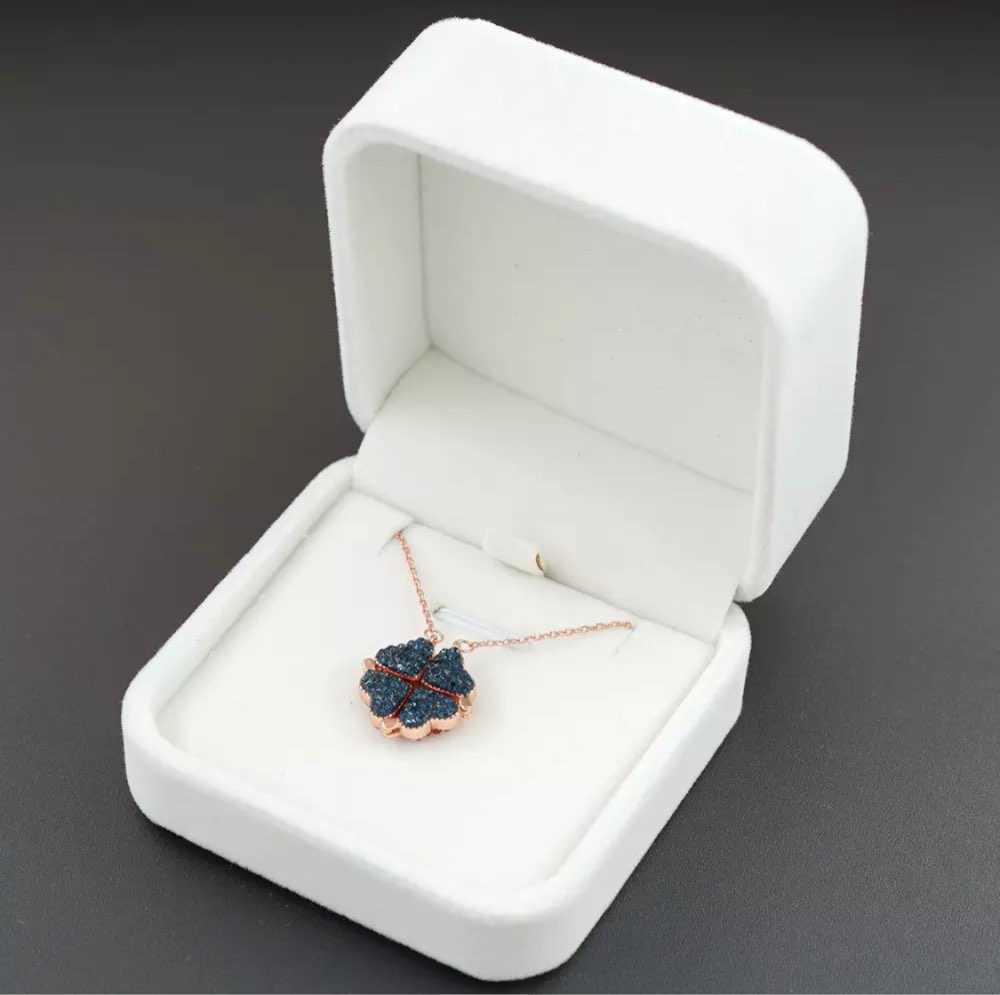 Creative Double-sided Silver S925 Necklace, Clover Pendant, Chain, Valentine's Day Gift-image-747302600