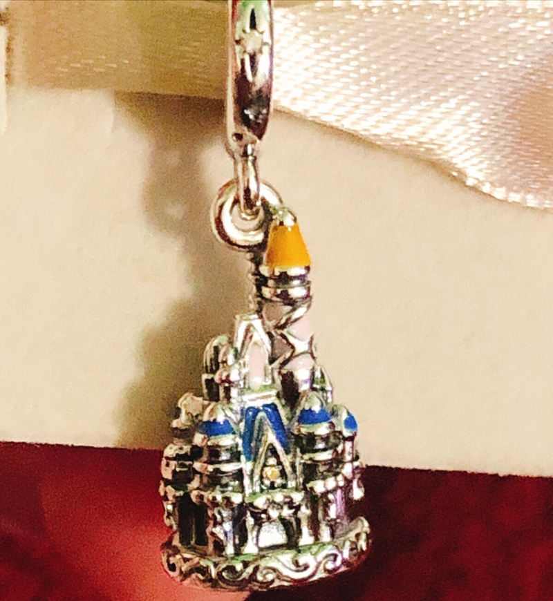 

Disny Parks Cinderella Castle 50th Anniversary Dangle Charm Silver Pandora Charms for Bracelets DIY Jewelry Making kits Loose Beads Silver w, Black