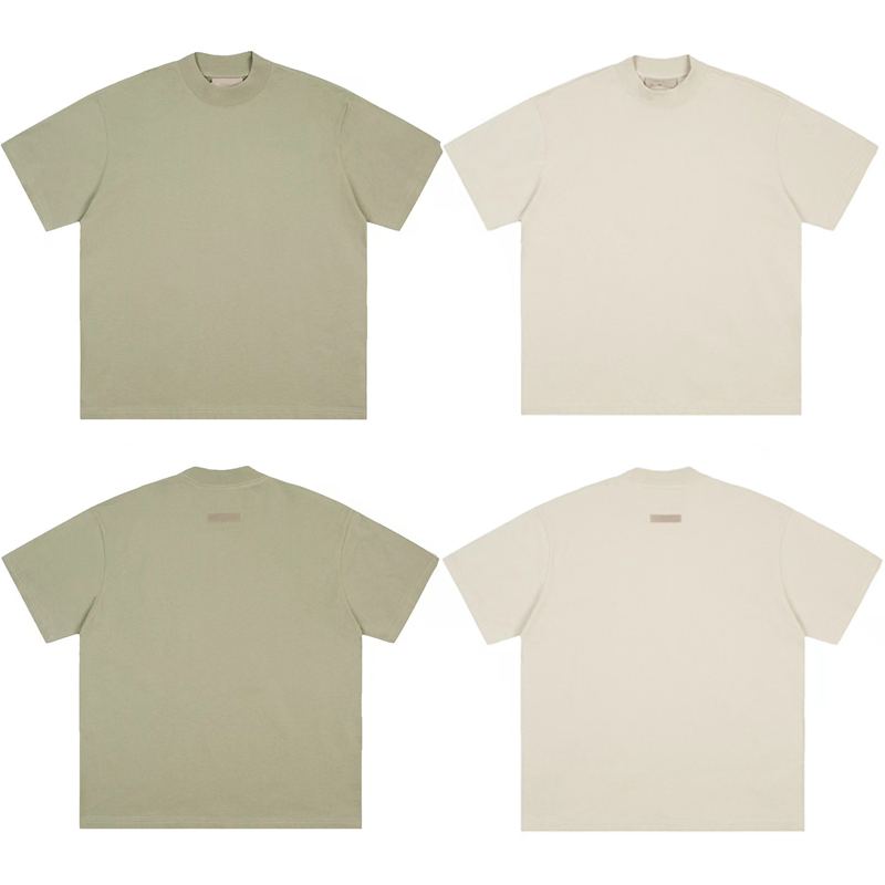 

Front Felted Letterings Tee Greyish Green Khaki Casual Short Sleeves Oversized T-shirts Cotton T Shirts Men Women Hip Hop Streetwear MG220071