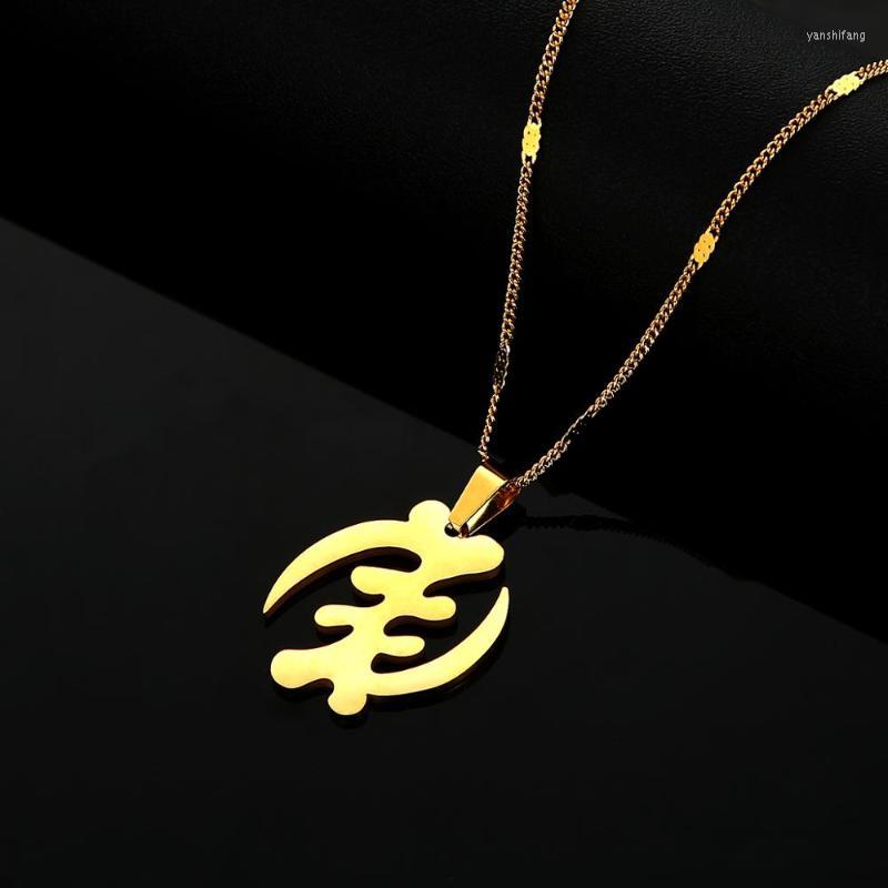 

Pendant Necklaces Stainless Steel African Symbol Adinkra Gye Nyame Ethnic JewelryPendant