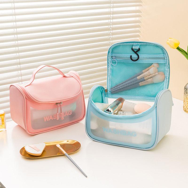 

Cosmetic Bags & Cases Travel Waterproof Portable Women Hook Wash Makeup Pouch Organizer Toiletries Female Storage Make Up Beauty CasesCosmet, S white