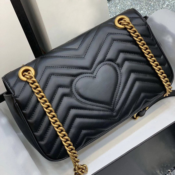 

Marmont Womens Genuine Leather Shoulder Bags 7A Dupe Designer Luxurious Black Crossbody Bag Mini Ladies Handbags Woman Purse With Box, Invoice