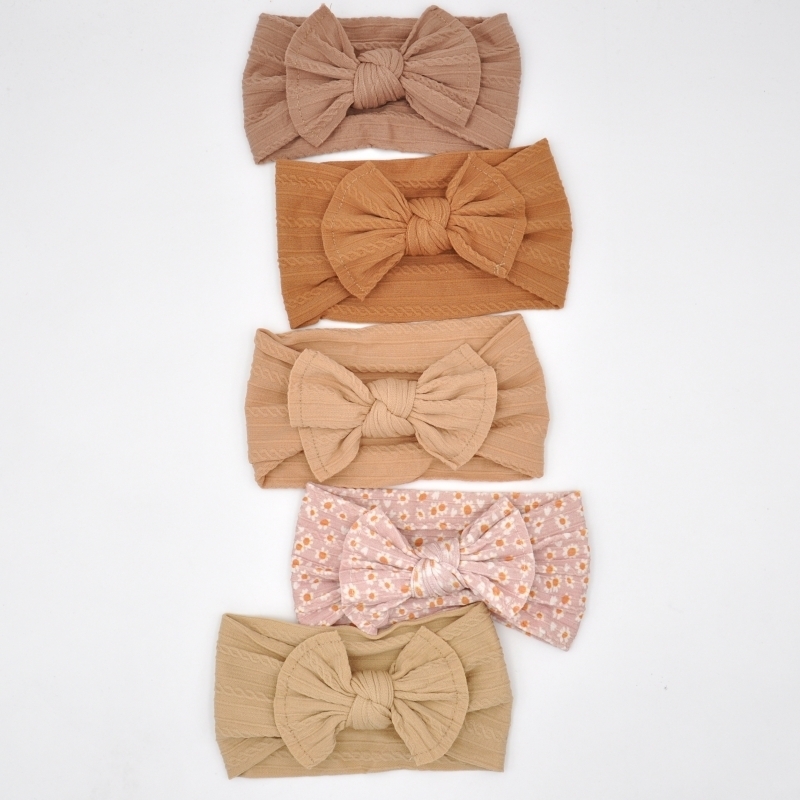 

5Pcs/Lot Baby Girl Cable Knit Bow Headband Topknot born Headwrap Elastic Stretchy Hair Band Infant Shower Gifts 220401