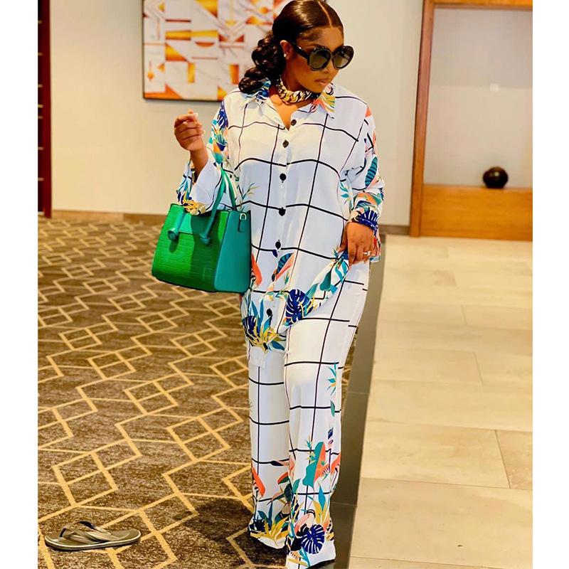 

Women's Plus Size Tracksuits Piece Set Clothes 2022 Women's Clothing Dashiki Fashion Suit Top And Trousers Party Big For Lady SuitsWomen, White