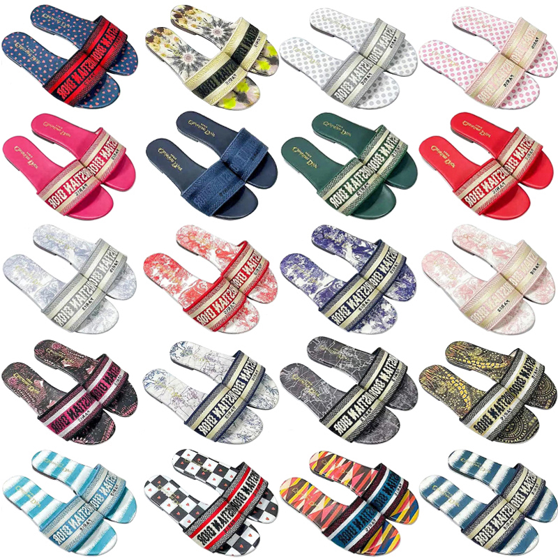 

embroidery designer slipper sandal mens womens summer pantoufle sliders black multicolor beachs sandals men women shoes bottom slide dioe dio diors dior