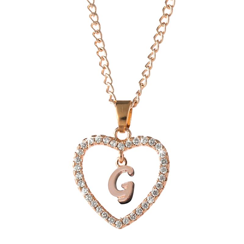 

Chains Heart Pendant Necklace Letter Jewelry Love 26 Zircon Necklaces & Pendants