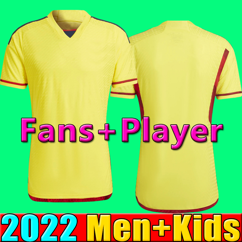 

2022 Colombia Soccer Jerseys Joueys Version Fans 22 23 Colombie Men Kids Camiseta de Futbol James Falcao Cuadrad Valderrama 2023 Shirts de football, P09 19 20 home kids