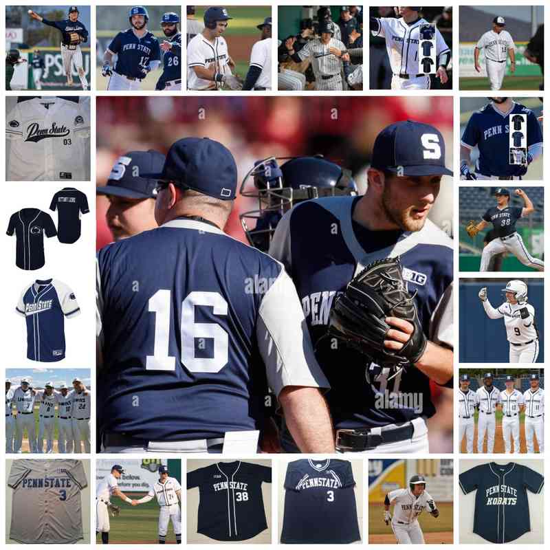 

Xflsp 2022College Custom Penn State Nittany College Stitched Baseball Jersey 29 Carson 31 Ryan Partridge 25 Chase Renner 17 Seneca, Navy