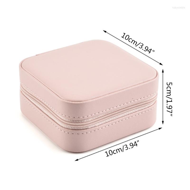

Jewelry Pouches Bags Protable Women Leather Box Organizer Display Jewellery Zipper StorageJewelry