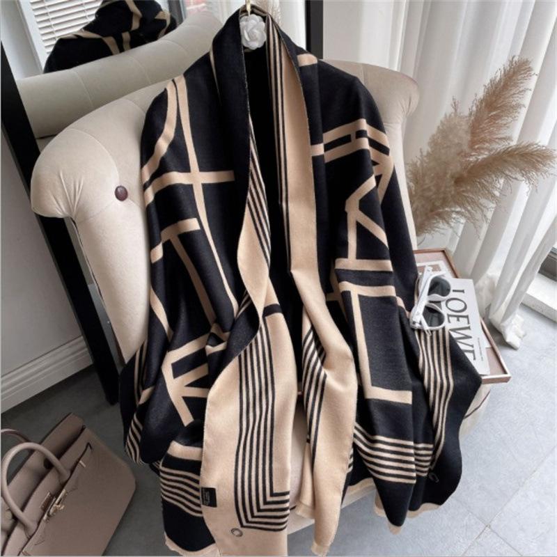 

Scarves Striped Printed Women Winter Scarf Shawl Luxury Pashmina Cashmere Warm Ladies Thick Blanket Design Bufanda Stoles FemaleScarves