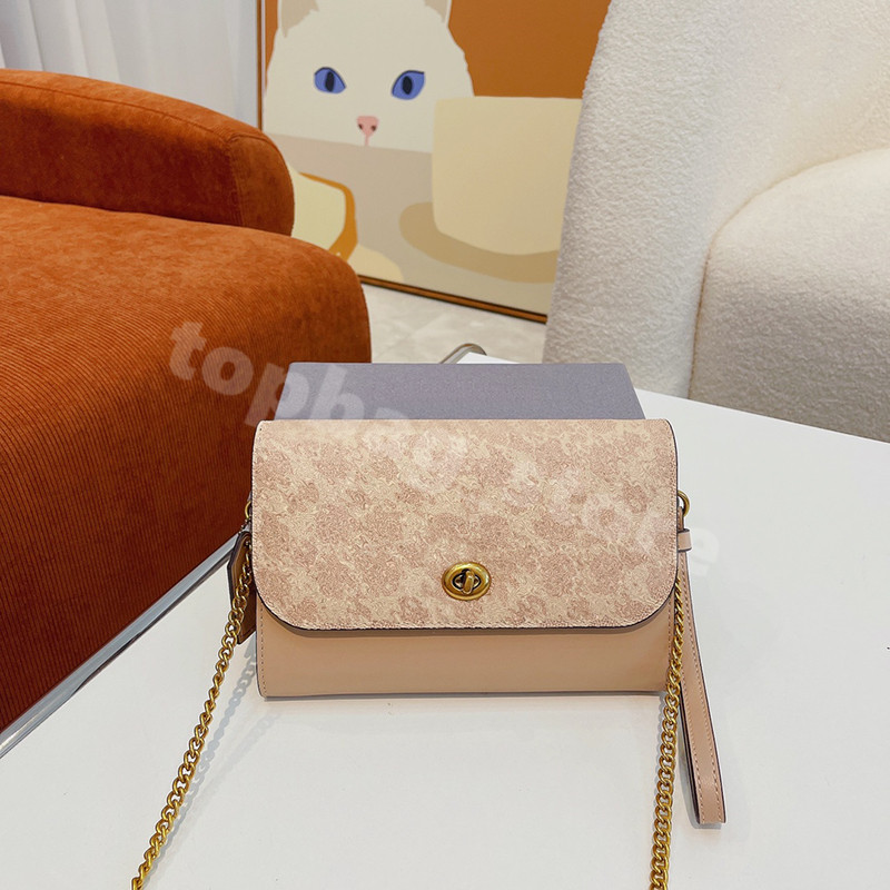 

2022 New Cross Body Bag Womens Chain Hangbag Fashion Shoulder Bag Two aiguillette Retro Advanced, Khaki